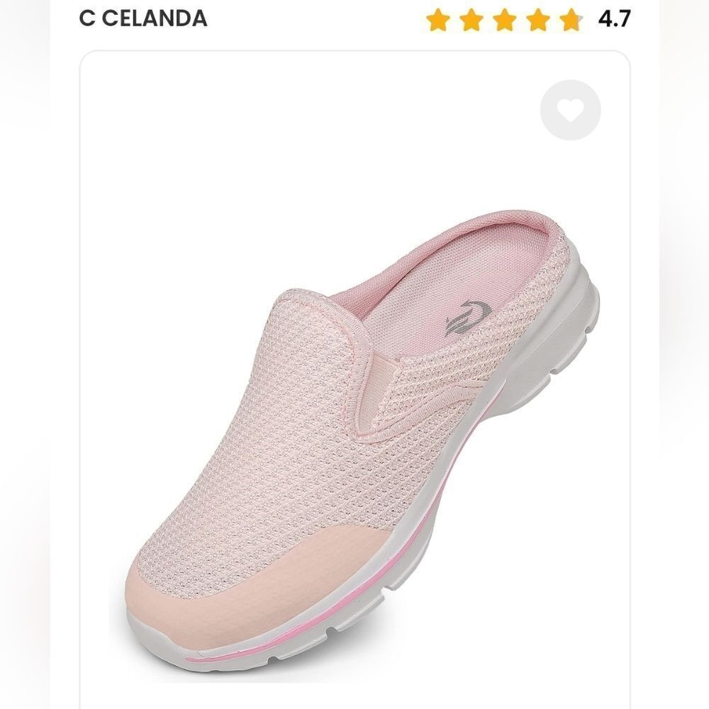 C Celenda Women’s Slip on Pink, Breathable, Arch Support Mule Sneakers,  Size 42